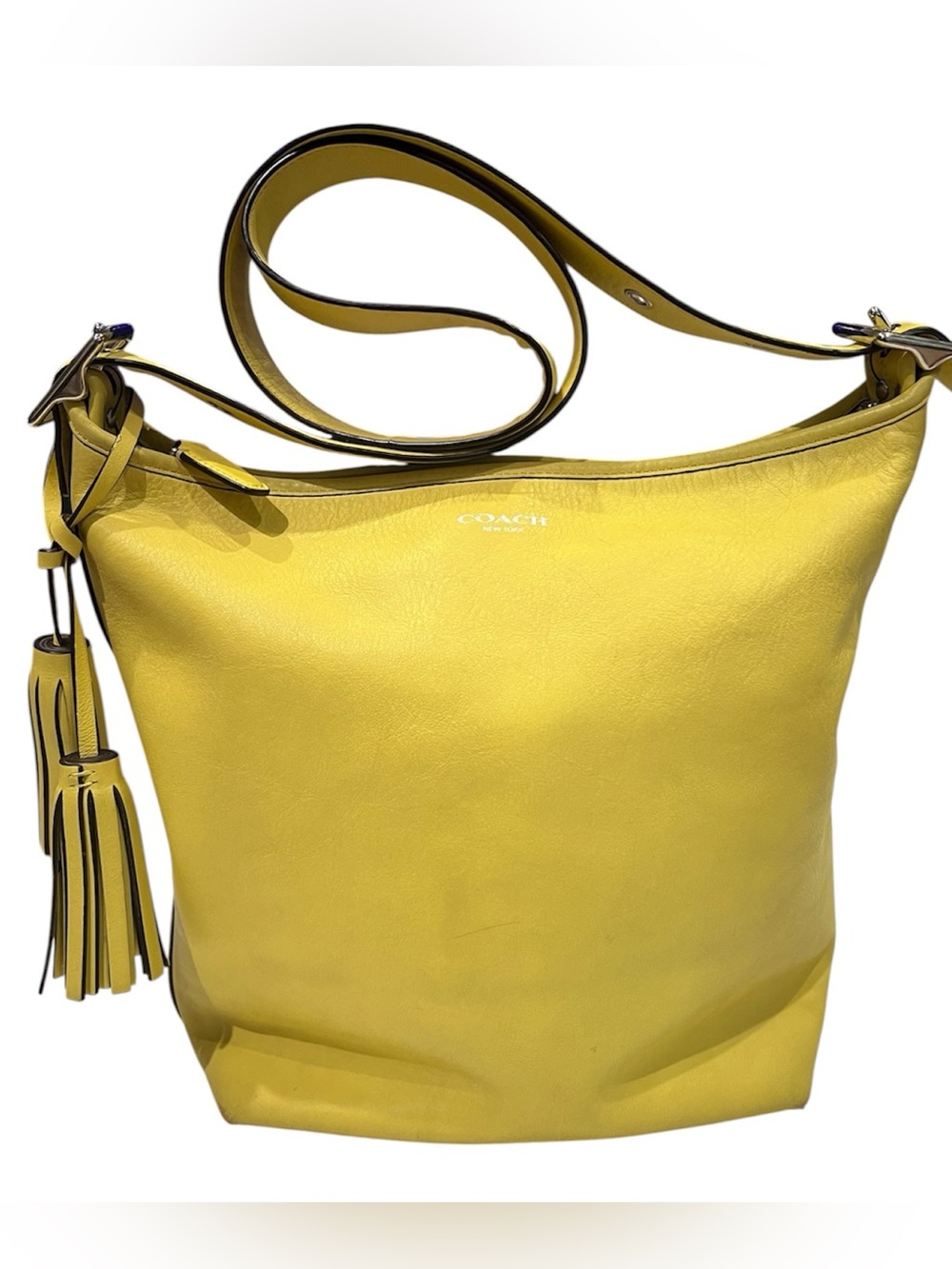 COACH #19889 "Legacy Tassel Hobo “Lemon Yellow Leather Shoulder & Xbody Bag